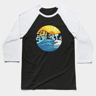 Sun Salt & Surf retro summer wave art Baseball T-Shirt